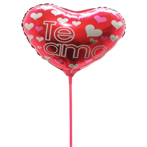 Balão metalizado em formato de coração com a frase Te Amo