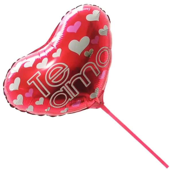 Balão metalizado em formato de coração com a frase Te Amo