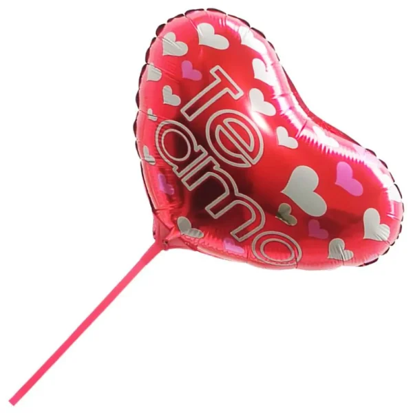 Balão metalizado em formato de coração com a frase Te Amo