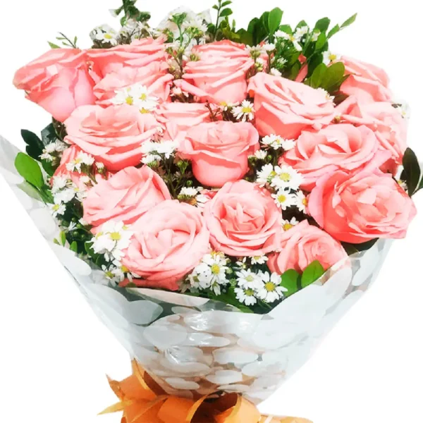 Buquê 20 rosas cor de rosa naturais