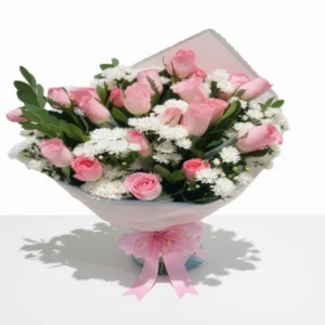 Buquê 20 rosas cor de rosa (Doçura e Amor) naturais para presente - Cestas Recife.
