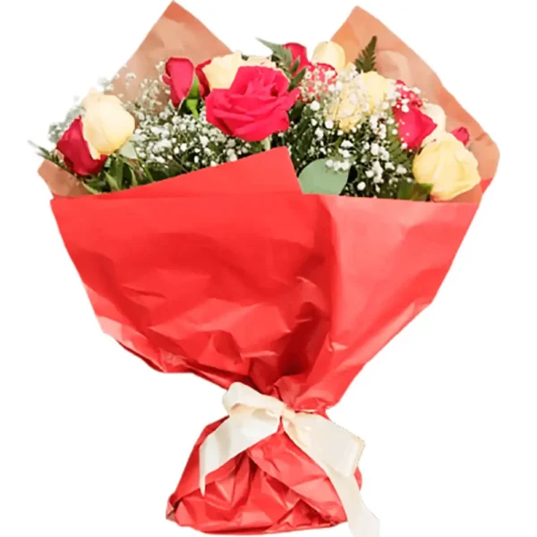 Buquê 20 rosas vermelhas e champanhe naturais