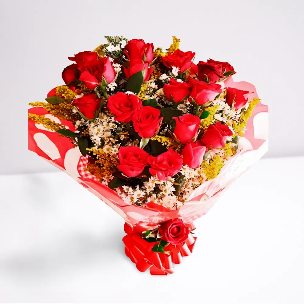 Buquê 20 Rosas Vermelhas (Amor Intenso) naturais para presente em Recife