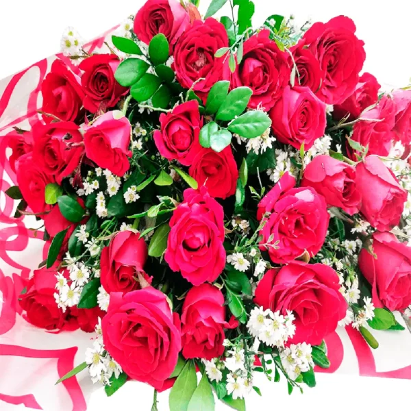 Buquê 30 rosas vermelhas naturais