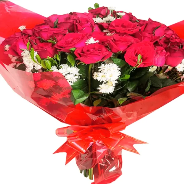 Buquê 50 rosas vermelhas naturais