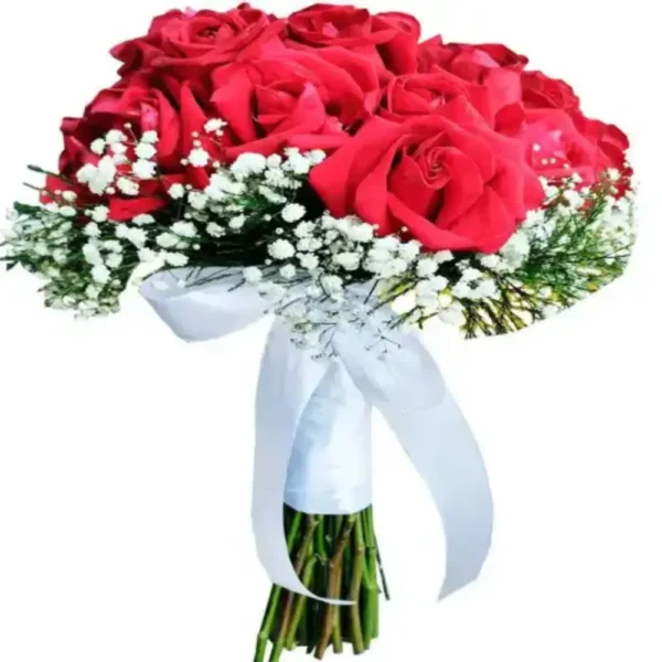 Buquê de noiva com 50 rosas naturais