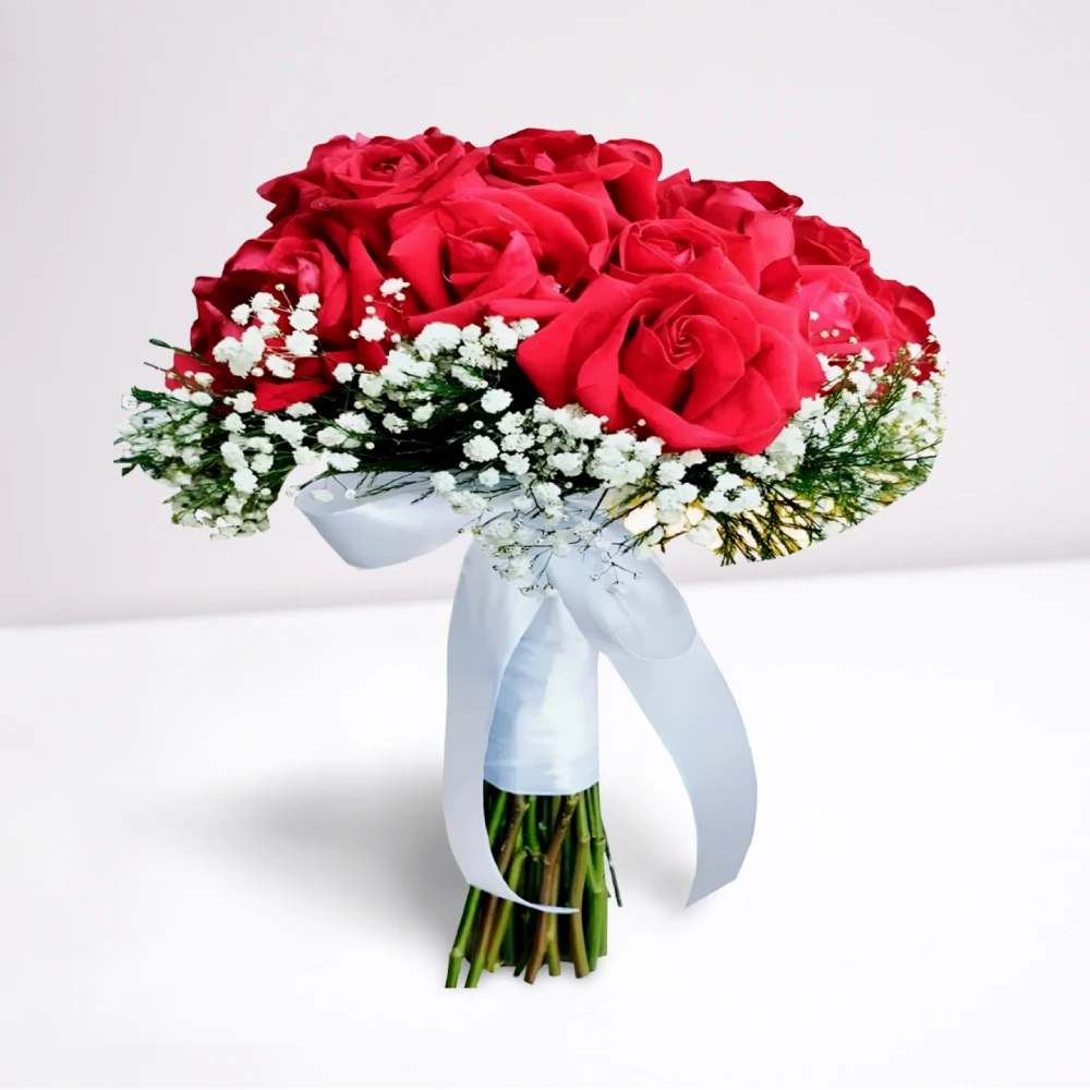 Buquê de noiva com 50 rosas vermelhas para presente romântico em Recife