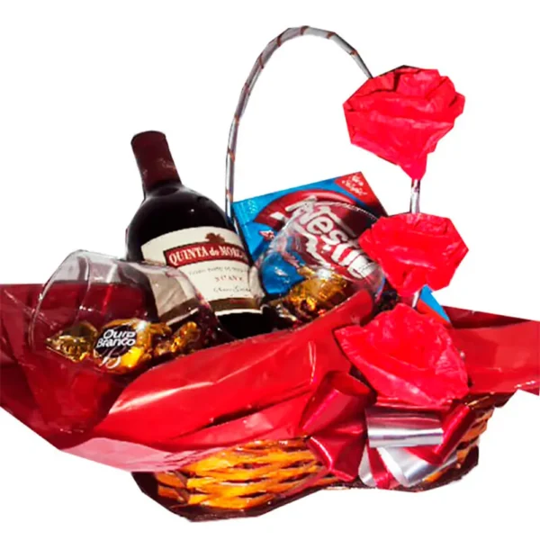 Cesta com vinho