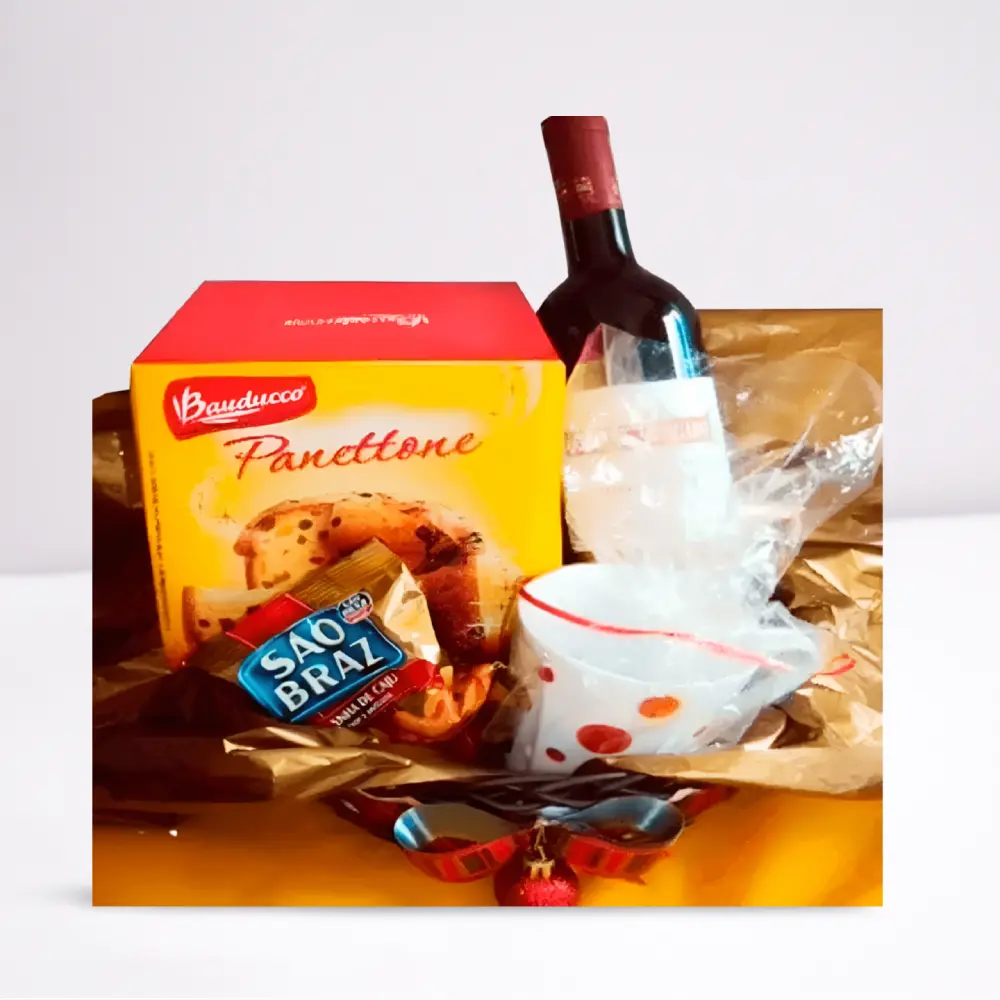 Cesta de Natal com vinho e castanha com entrega em Recife e Região