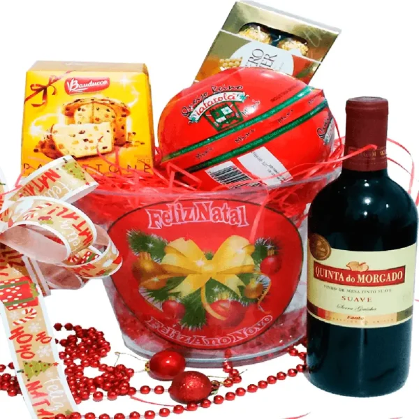 Cesta de natal no balde de gelo