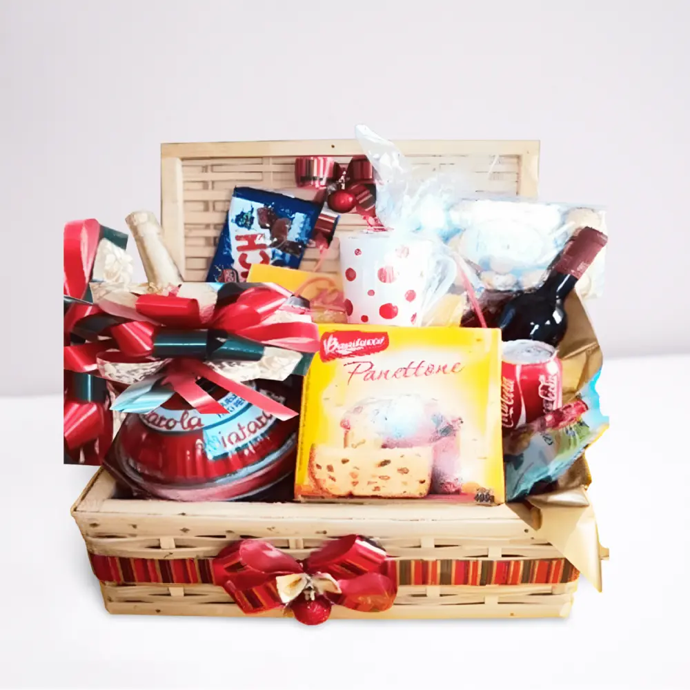 Cesta de Natal com vinho e chocolates com entrega em Recife e Região