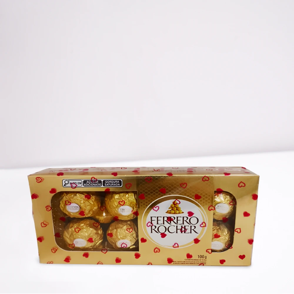 Compre juntoCaixa 8 Unidades Chocolates Ferrero Rocher para acompanhar na cesta ou buquê