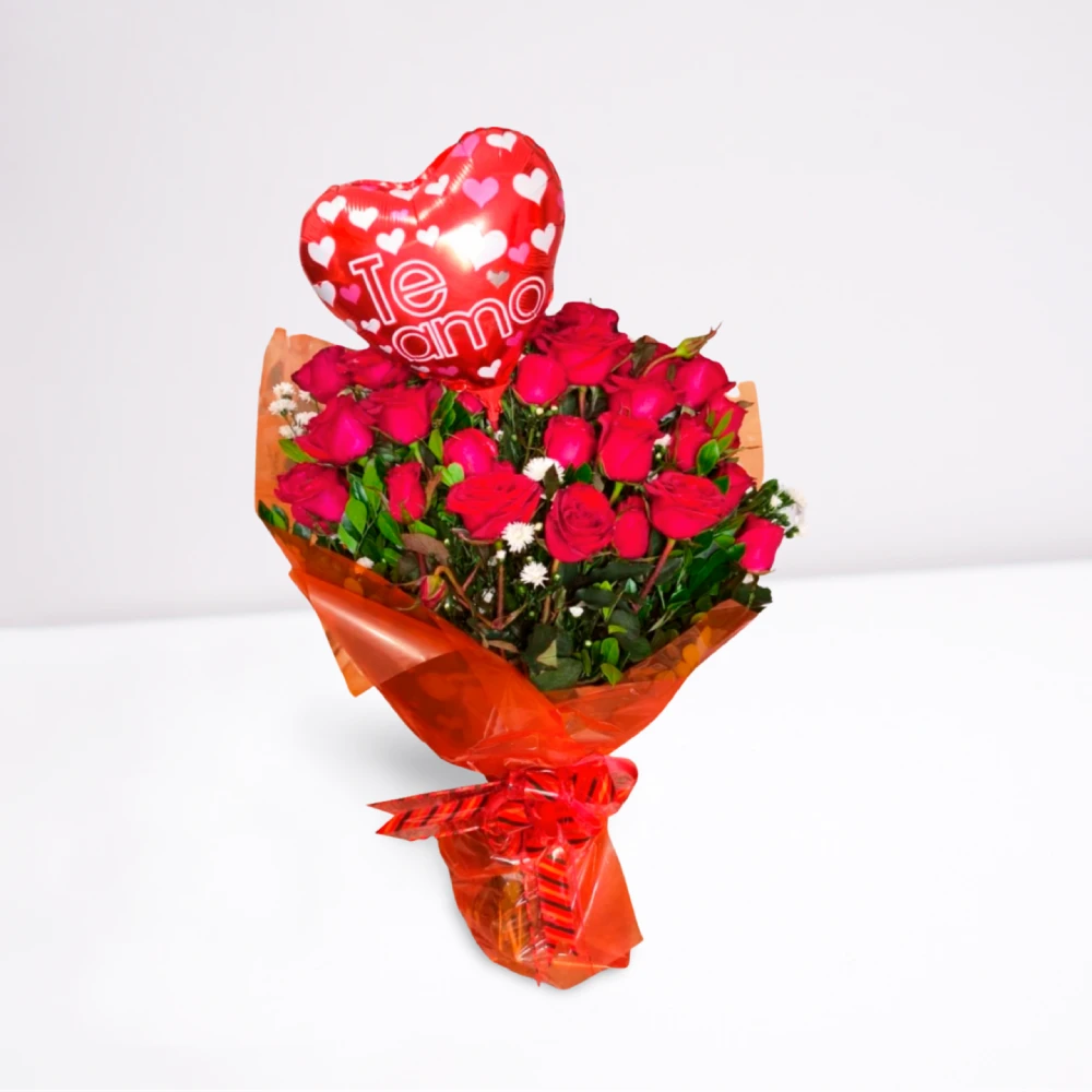 Buquê 40 Rosas Vermelhas com Balão para presente em Recife