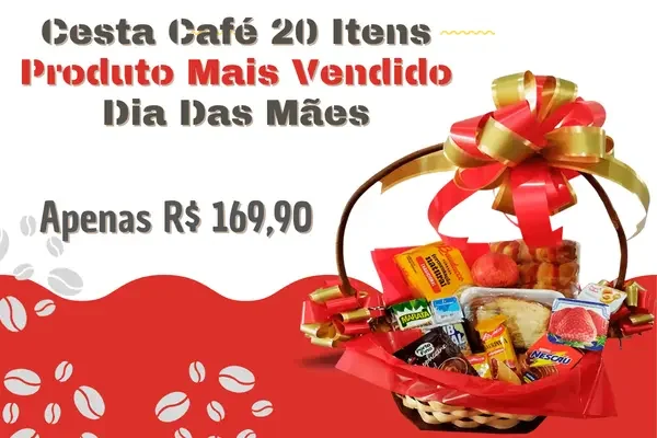 Banner cesta café 20 itens dia das mães