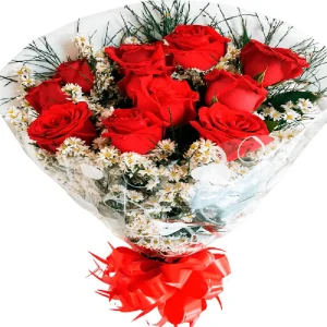 Buquê 10 rosas vermelhas naturais