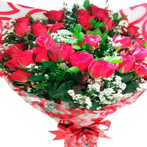 Buquê 30 rosas vermelhas naturais