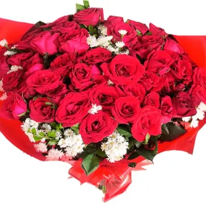 Buquê 50 rosas vermelhas naturais