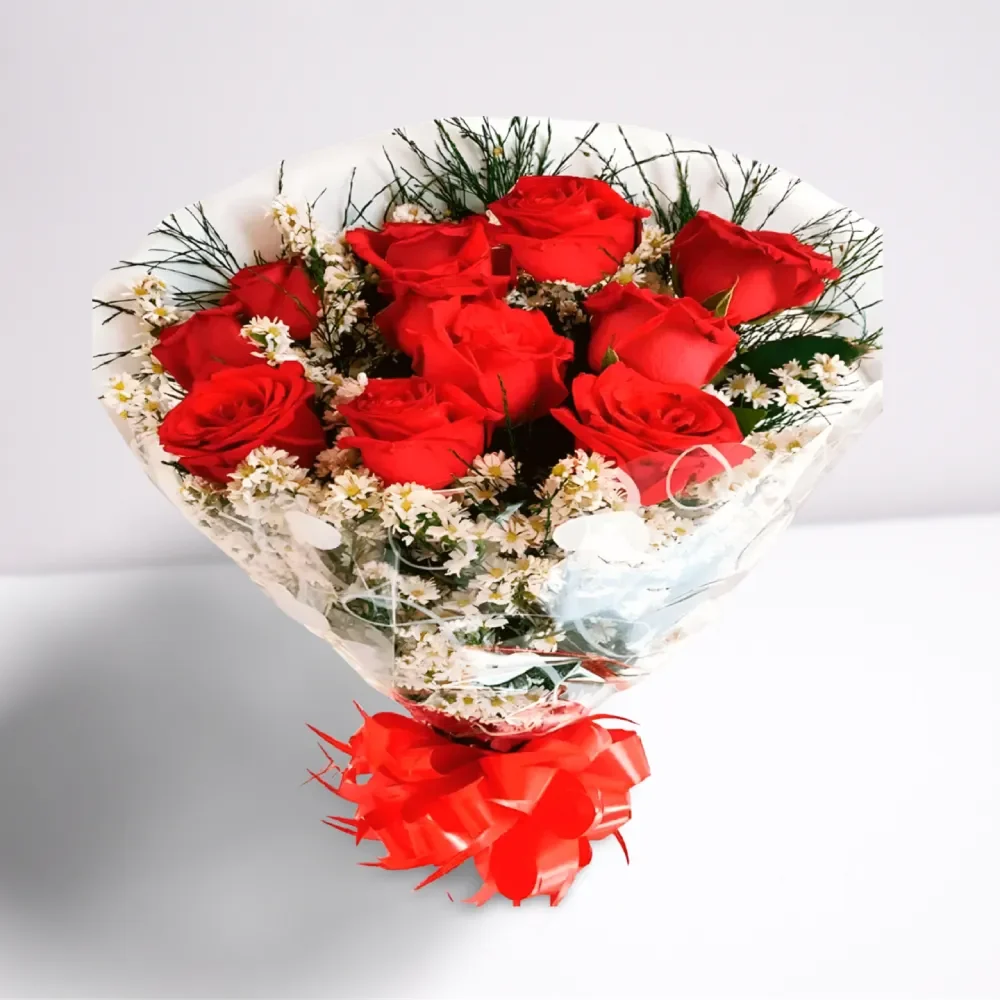 Buquê 10 rosas vermelhas naturais em Recife