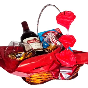 Cesta com vinho