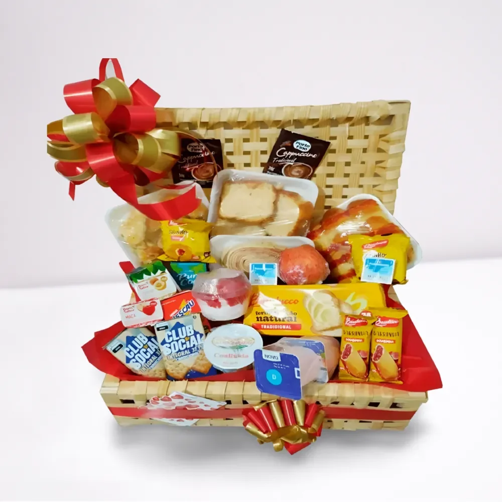 Cesta de Café da Manhã 50 Itens – completa, variada e especial para presentear em Recife e Região.